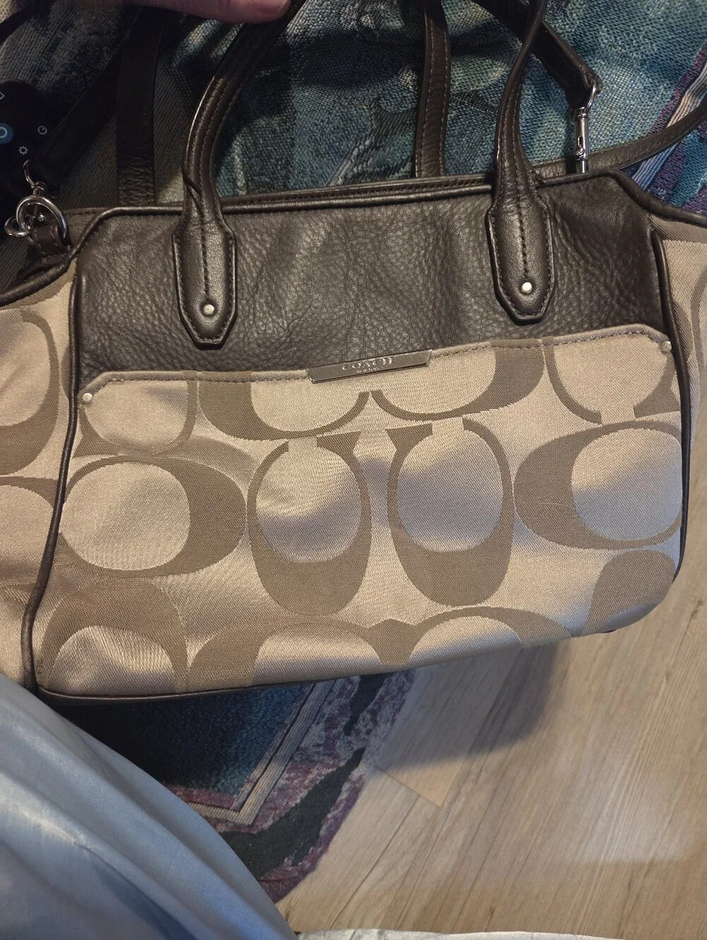 Coach Khaki and Chocolate Signature Satchel